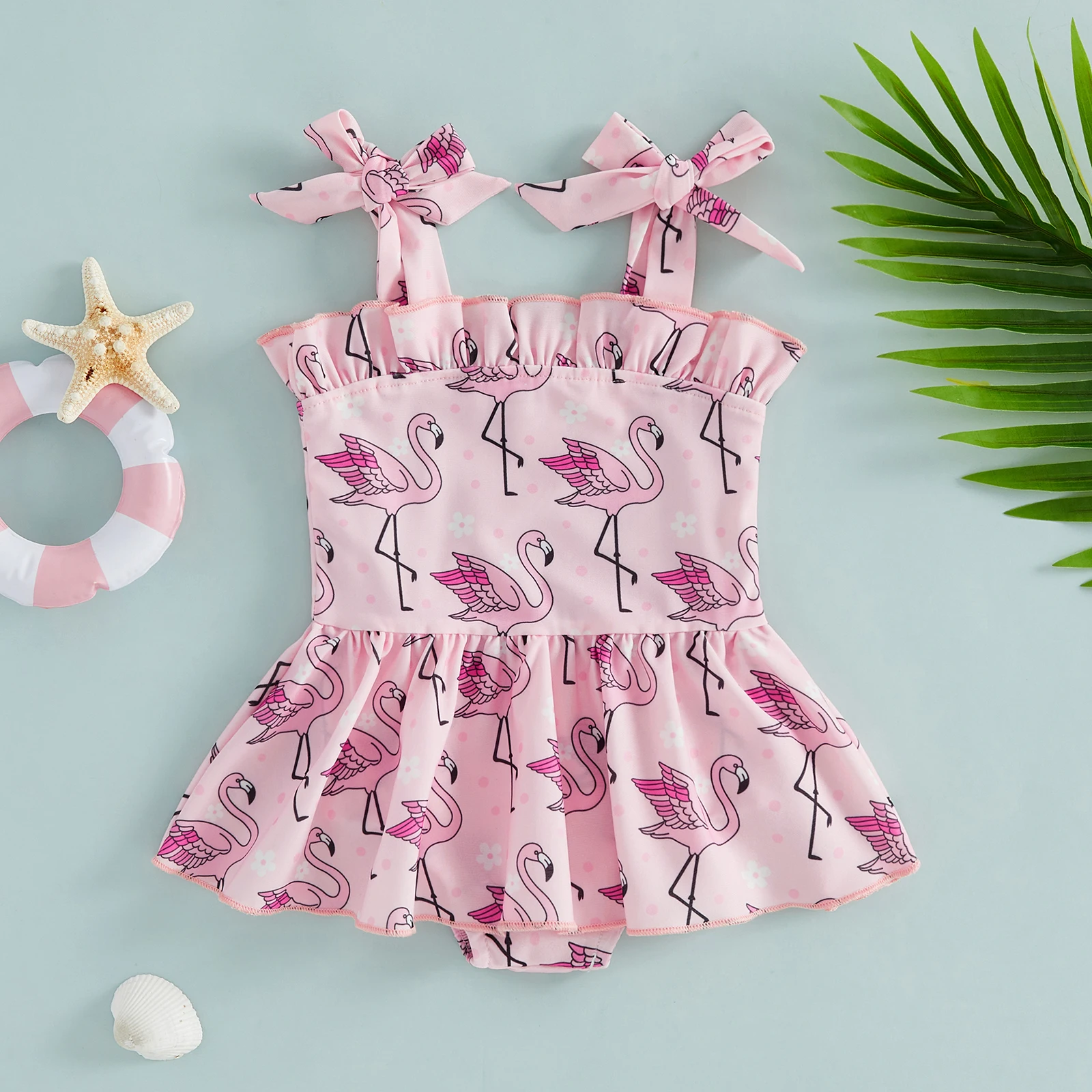Bañador tipo peto sin mangas para niña con estampado floral y lazos - imagen 4