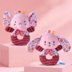 Nuevo anillo rosa con manivela, juguete de peluche para recién nacido, campana anillada a mano para bebé de 0 a 1 año, adecuado para regalo de Año Nuevo para bebé