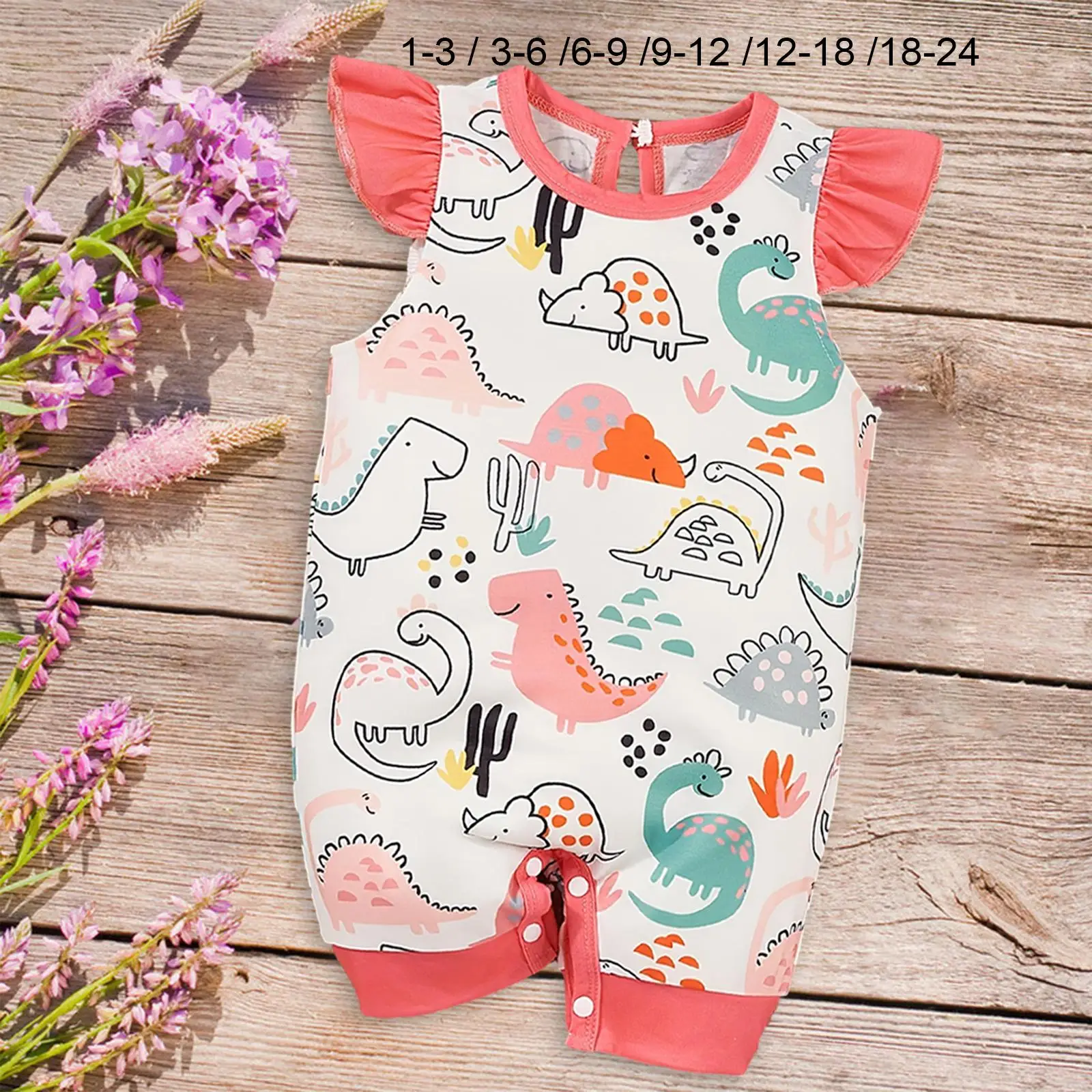 Baby Girl Fly Sleeve Romper Infants Summer Button Jumpsuit for Wedding Party Baby Photograph Outdoor Birthday Party Casual