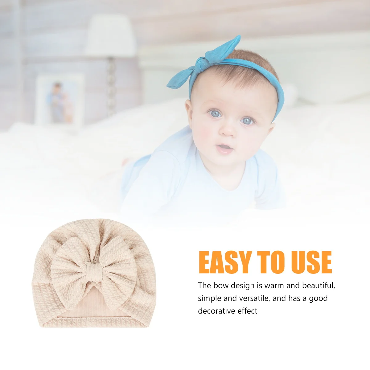 Gorro cálido para bebé, gorro de invierno con diseño de lazo de tela suave, gorro elástico para niño, gorro cálido de invierno para niño encantador - imagen 4