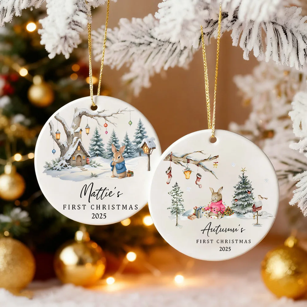 Adorno navideño para bebé conejito personalizado – primera Navidad - imagen 3