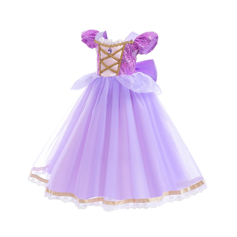 Vestido de Rapunzel para niña, disfraz de princesa de tul con lentejuelas, Carnaval de Halloween, vestido elegante elegante, ropa de fiesta para desfile para niños - imagen 2