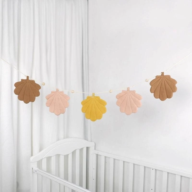 M76C Bandera guirnalda bebé en forma concha para decoración fiesta Baby Showers fotografía recién nacido - imagen 2