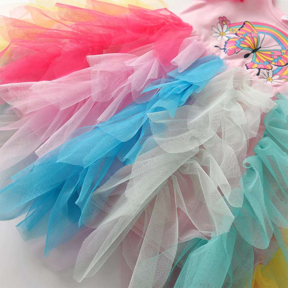 DXTON vestido princesa verano niña volantes sin mangas lujo fiesta - imagen 4