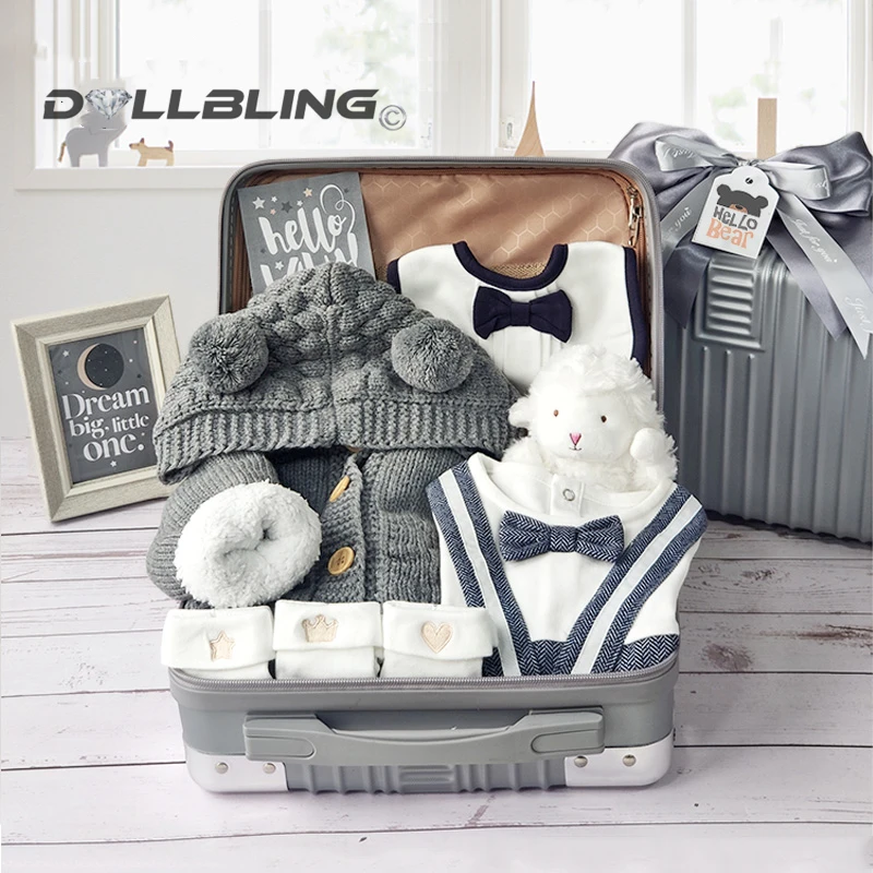 Caja de regalo de Dollbling para recién nacido, suéter de ganchillo de punto de caballero pequeño, banquete de cien días, decoración de guardería, Colthes - imagen 4
