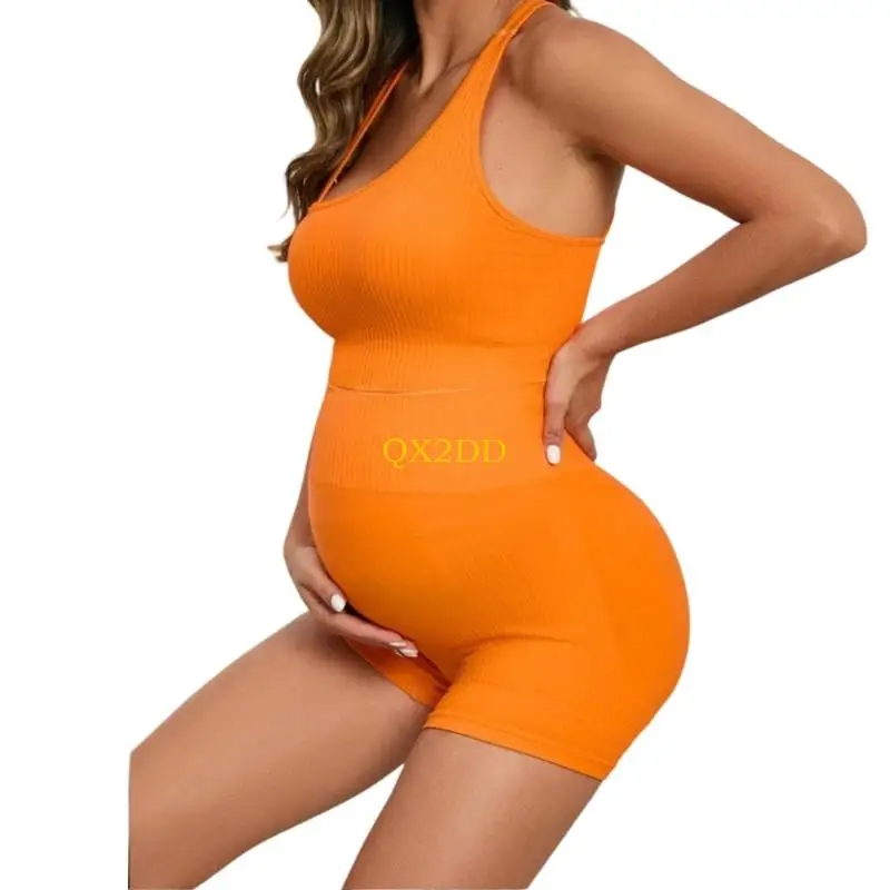 Traje yoga para maternidad QX2D con diseño simplificado, suave para uso durante embarazo sin esfuerzo - imagen 5