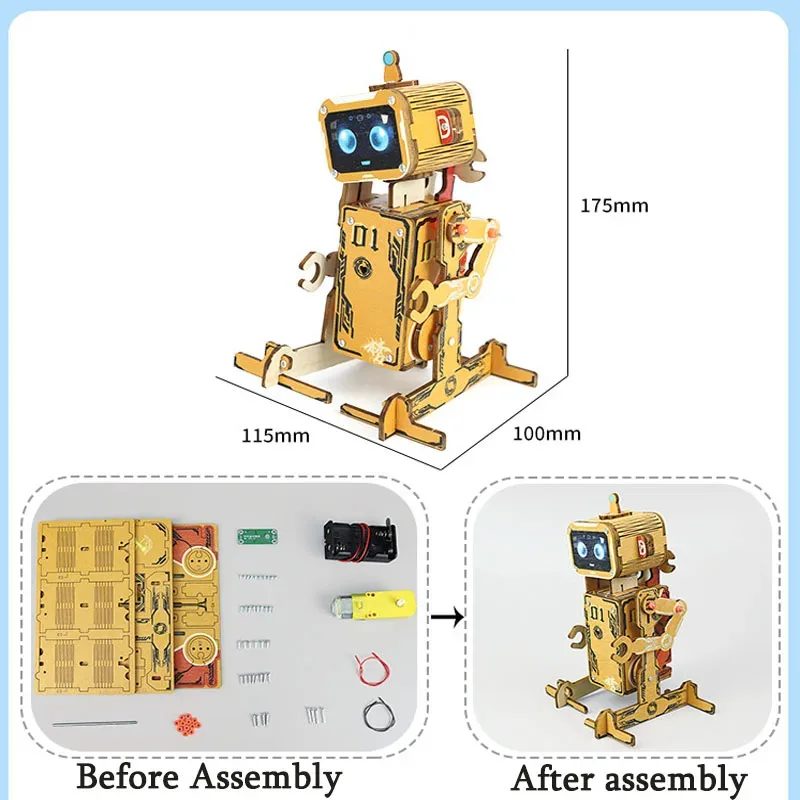 Rompecabezas 3D de madera robot DIY con montaje educativo por voz - imagen 4