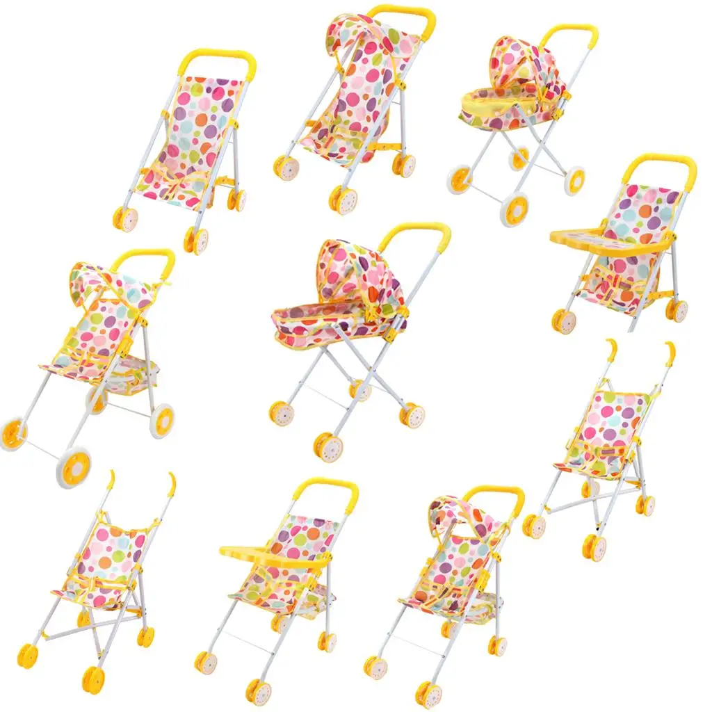 Cochecito plegable para bebé Reborn, decoración de juguete de muebles de dormitorio de guardería para niños