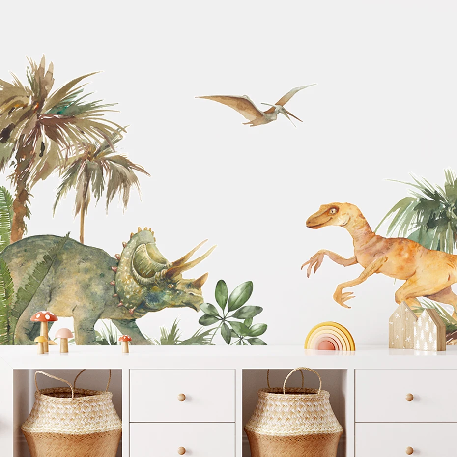 Pegatinas de pared Triceratops - Acuarela para habitación infantil - imagen 5