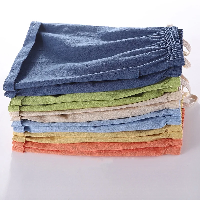 Pantalones cortos para niños de 2 a 10 años, pantalones cortos de algodón y lino para verano, finos, transpirables, con cintura elástica, pantalones cortos deportivos para la playa, pantalones sueltos para niños - imagen 3