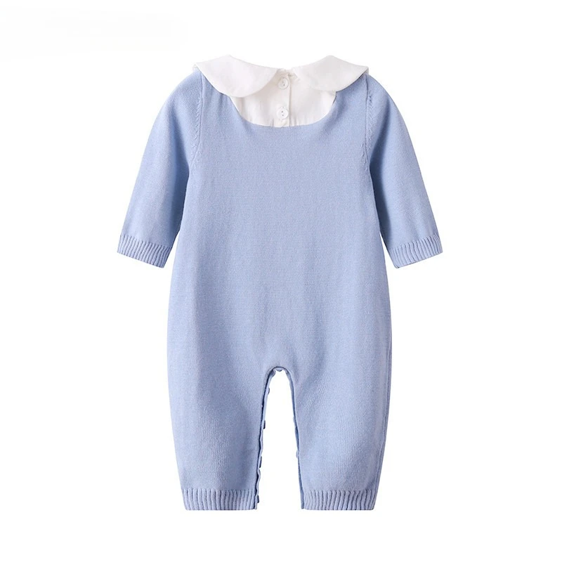 Mameluco de algodón para niña para primavera y otoño, lindo mono de manga larga con cuello Peter Pan, mono acogedor para Halloween - imagen 3