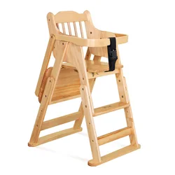 Silla de comedor para bebés madera maciza, plegable ajustable