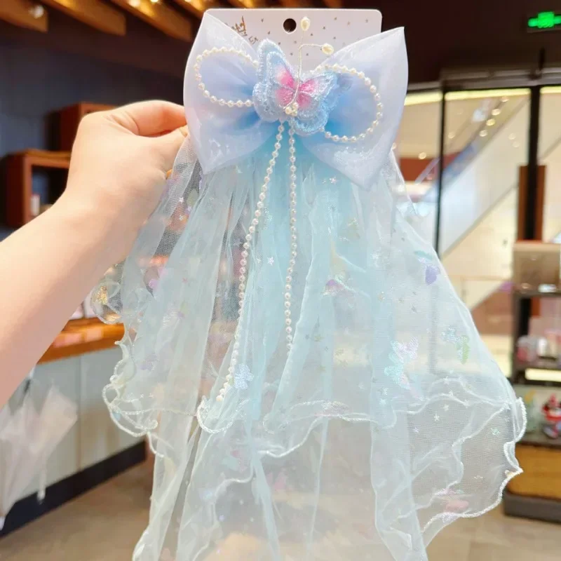 Voile à nœud de princesse coréenne, épingle à cheveux pour enfants, accessoires de cheveux exquis et mignons faits à la main pour filles - imagen 4