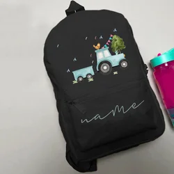 Mochila escolar infantil personalizada con tractor y animales de granja