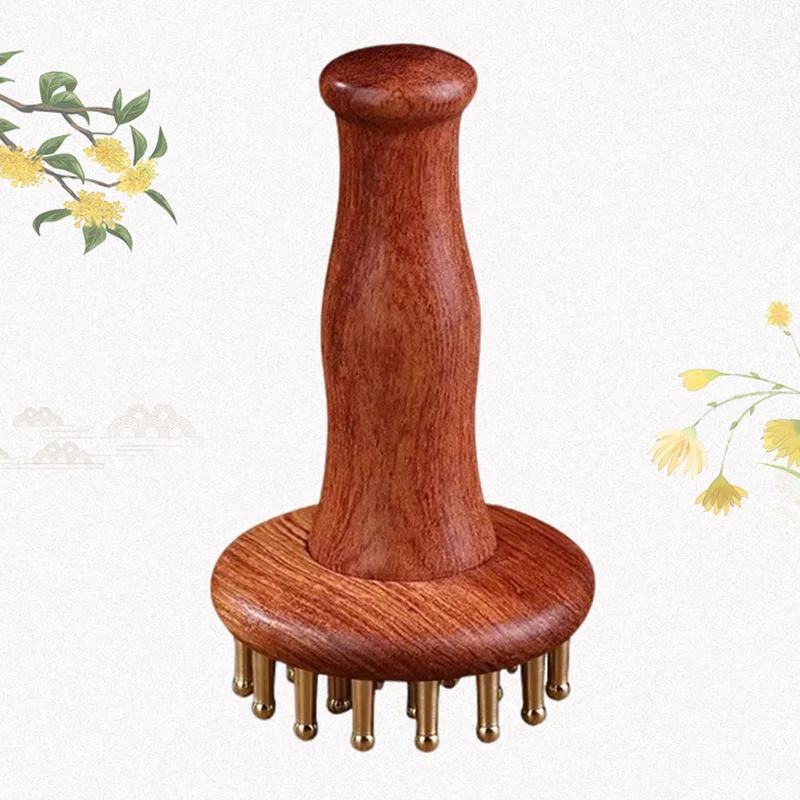 gua sha cobre laton con mango de madera - alivio muscular profundo - imagen 5