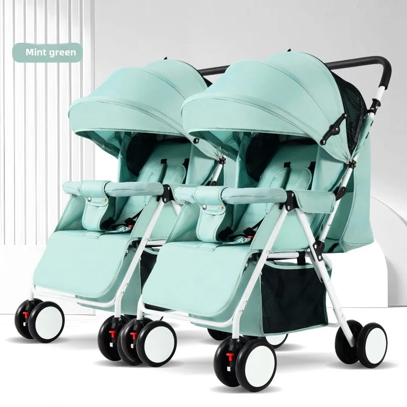 Coche de paseo doble plegable con capota extensible y suspensión