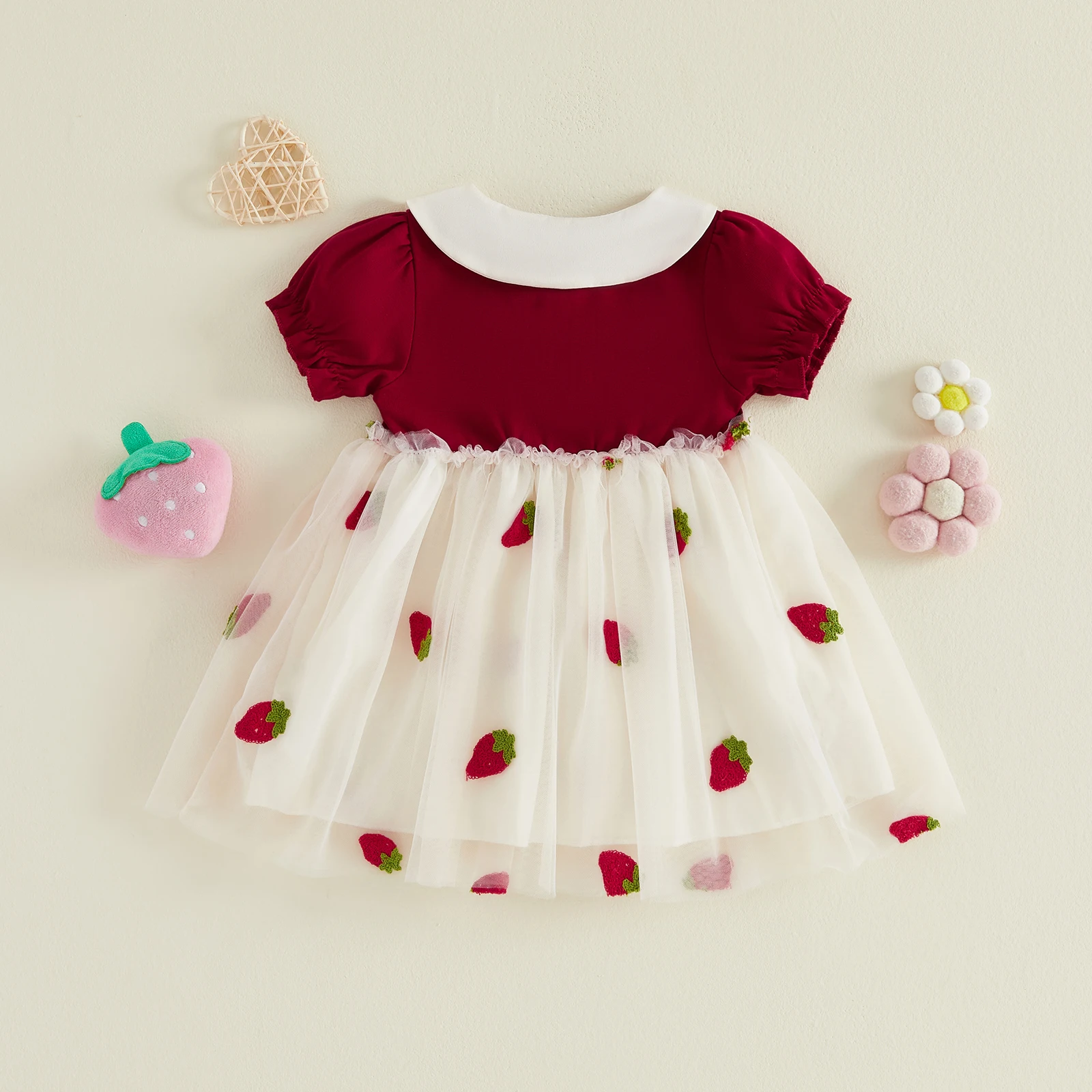 Vestido de tul fresa con patchwork y cuello muñeca para niña - imagen 2