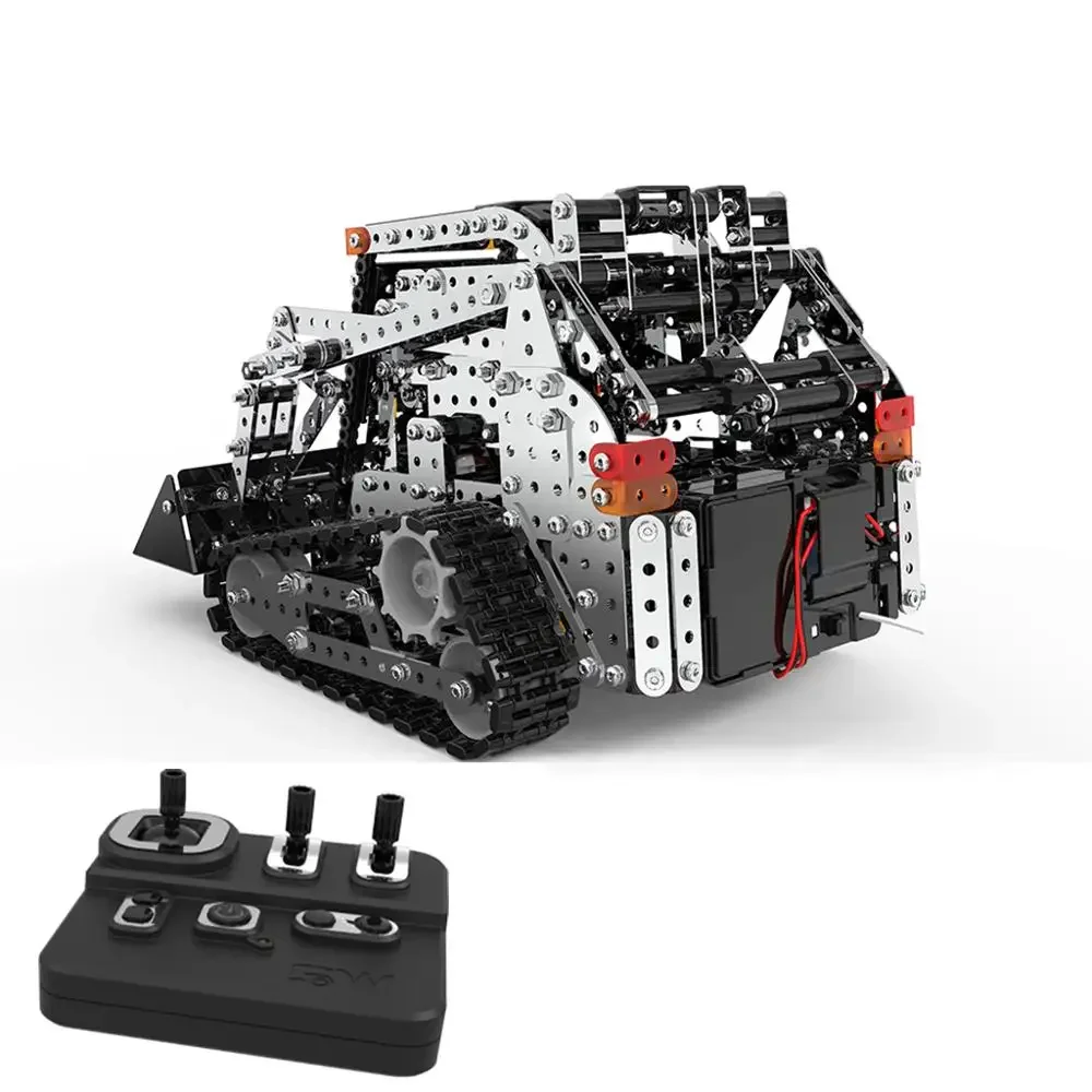 RC Bulldozer DIY de acero inoxidable ensamblado SW (RC) 008 camión con orugas 2,4G Control remoto 10 canales rompecabezas juguetes de bloques de construcción - imagen 4