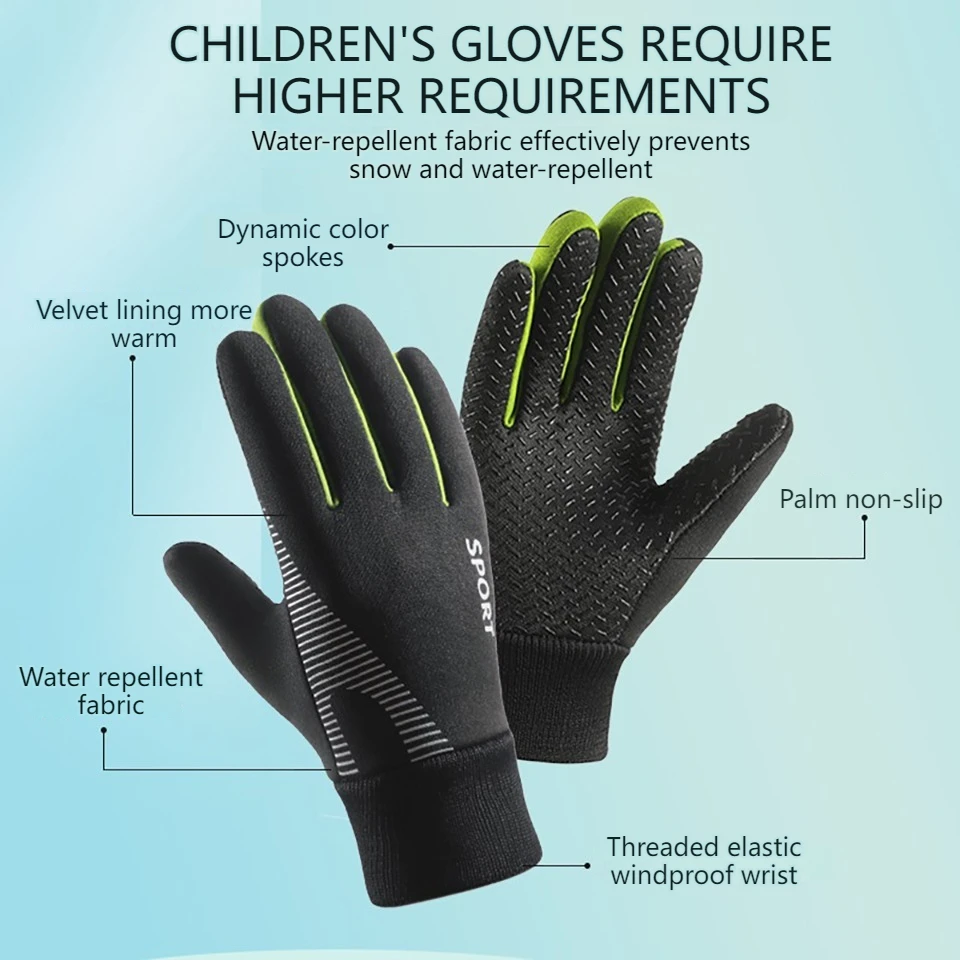 Guantes térmicos deportivos antideslizantes impermeables para niños - imagen 3
