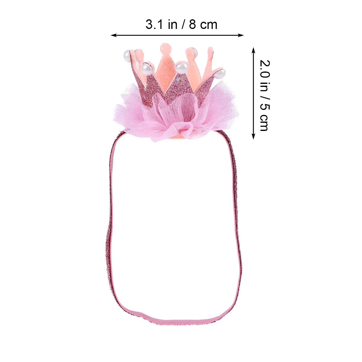 Diadema de corona para niñas, diadema elástica suave con purpurina rosa para la cabeza, accesorio para fotografía de niños pequeños, diadema para niñas - imagen 5