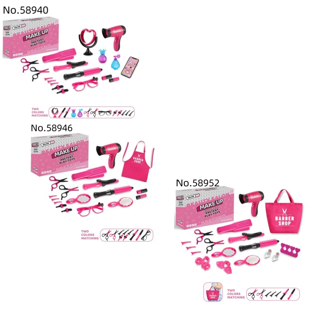 Juego de salón de belleza para niñas, juguete de peluquería, juego de simulación, Kit de corte de pelo con secador de pelo, tijeras, delantal y accesorios de estilismo - imagen 5