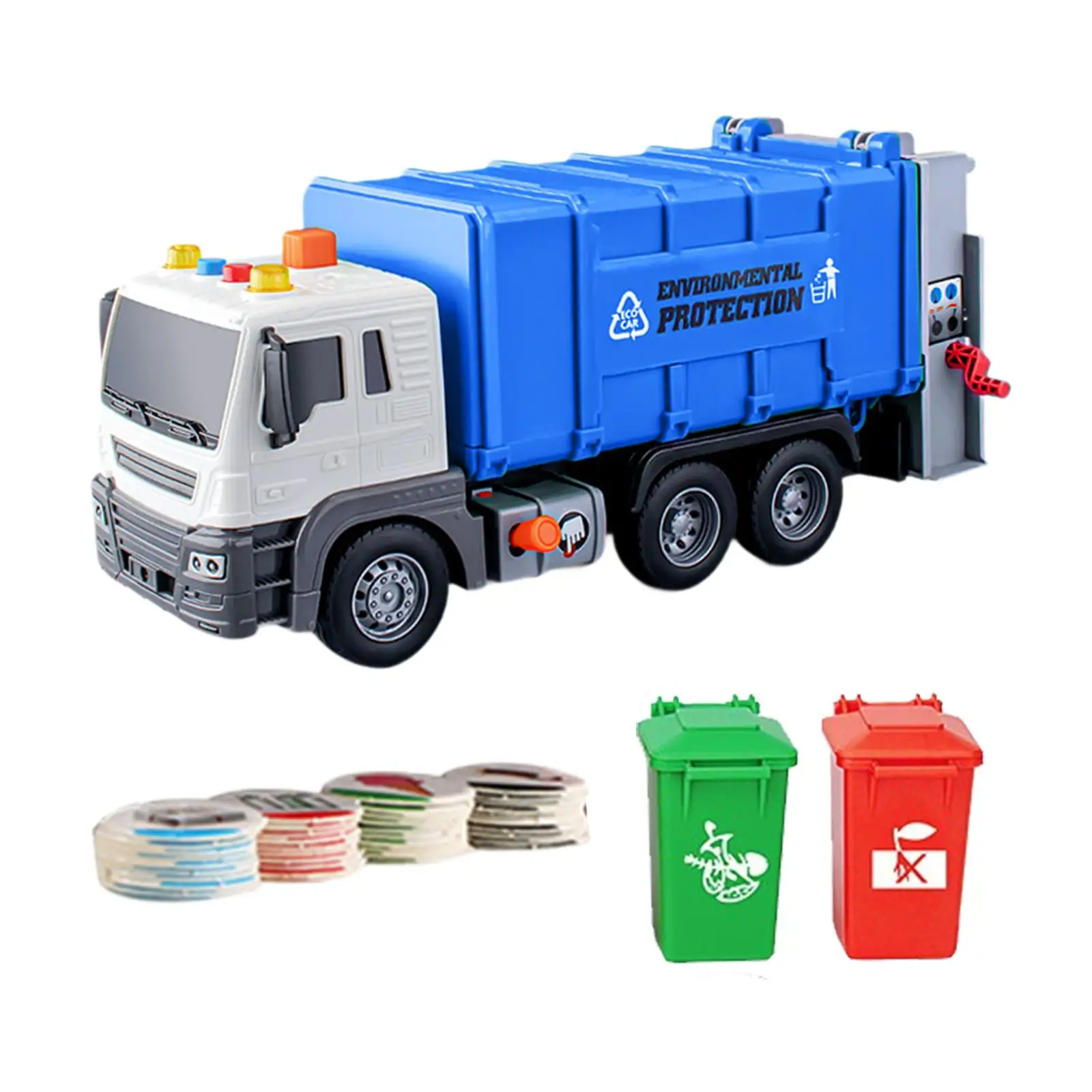 Garbage Truck Toy Push and Go Car with Trash Can Trash Truck Toy for Girls Preschool Boys Age 3-7 Years Old Birthday Gifts