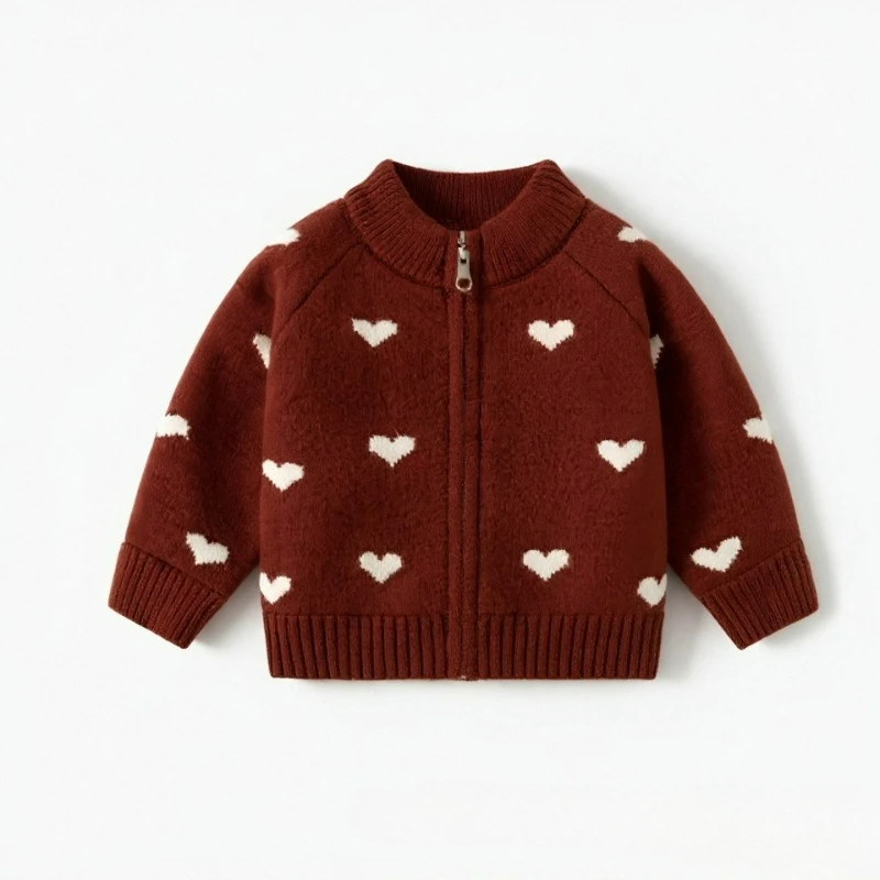 Cárdigan de punto rojo para niña de Año Nuevo, chaqueta de suéter cálida gruesa de otoño e invierno, Top festivo para bebé, suave y agradable para la piel - imagen 4