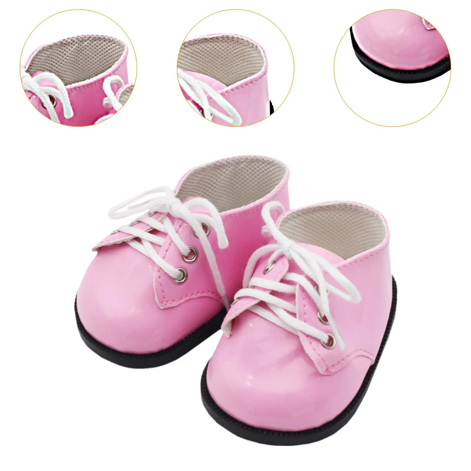 Plush Doll PU Leather Shoes Flats Shoes Fashion DIY Clothing Costumes Educational Lace up Shoes Casual Shoes for 14.96'' Doll