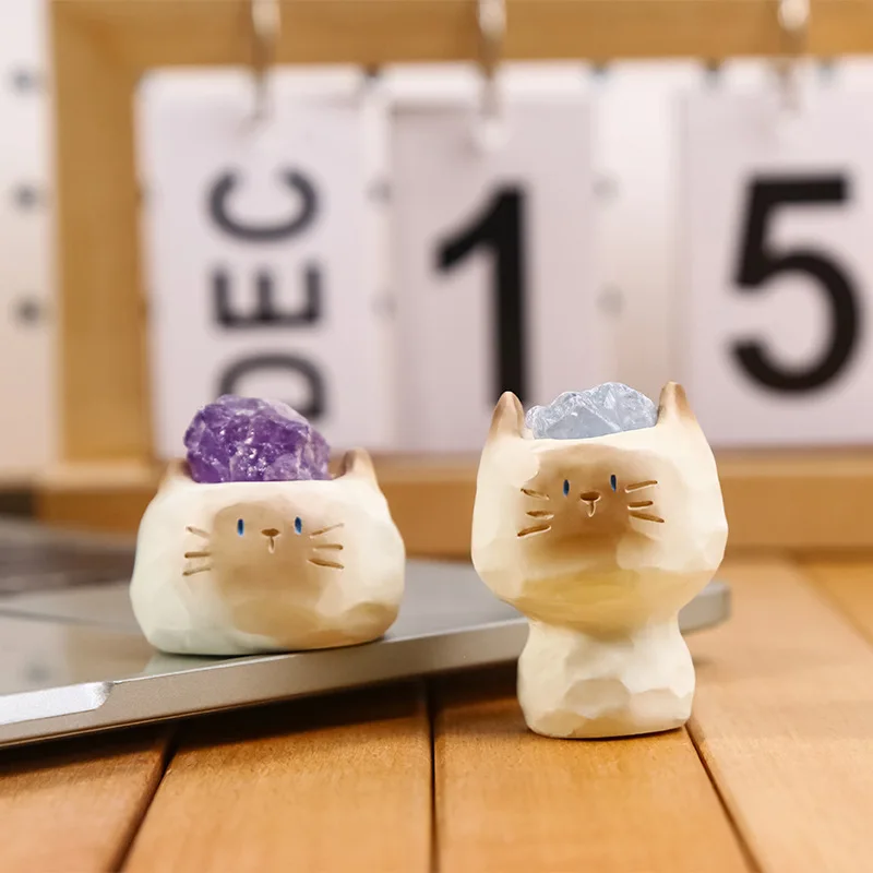 Caja ciega de gato PAL, muñeca de gato bonita, adorno de escritorio de piedra de cristal, regalo de cumpleaños sorpresa - imagen 2
