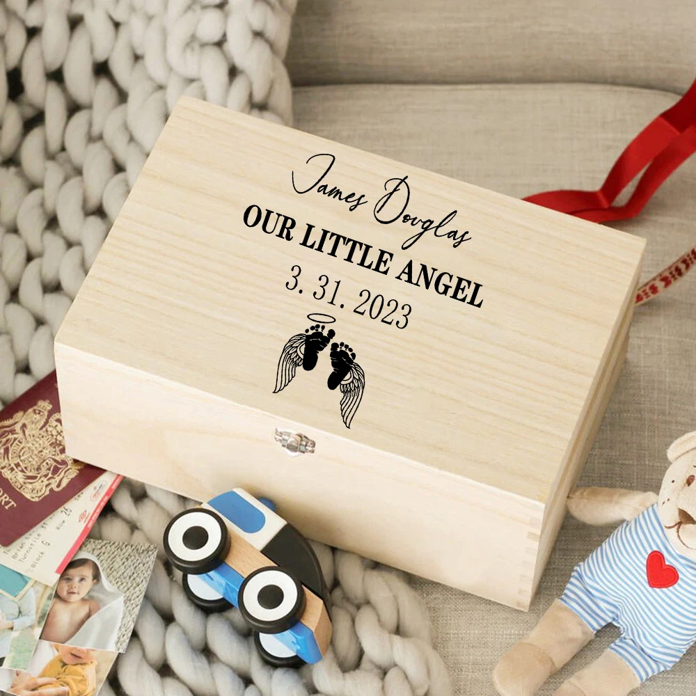 Caja de madera personalizada para recuerdos de bebé - imagen 5