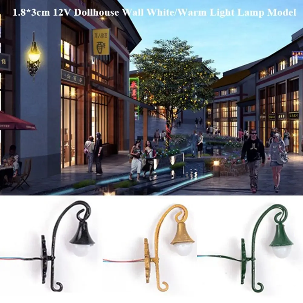 Nueva lámpara de pared para casa de muñecas de 1,8x3cm, Material metálico ABS, decoración de jardín para casa de muñecas, modelo de luz blanca/cálida, lámpara de mesa de arena de 12V - imagen 4