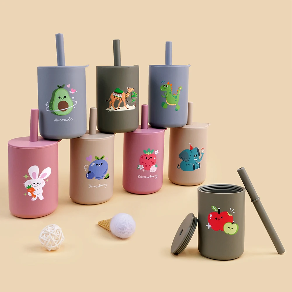 TYRY.HU, 1 Uds., taza para sorber de silicona para bebés con tapa, taza para beber portátil, taza de alimentación antifugas para niños, silicona de calidad alimentaria de 150ML - imagen 4