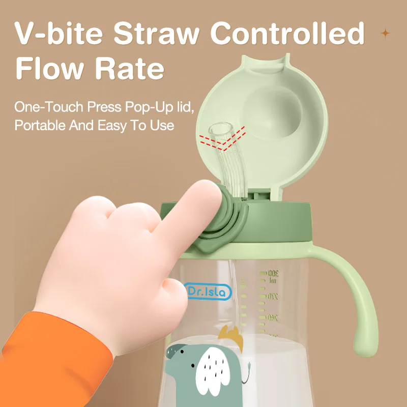 MAMIJOY-botellas de agua para bebé de 300ml, taza de alimentación de bebé con pajita, biberón para aprender a alimentar, tazas de entrenamiento para niños sin BPA - imagen 2