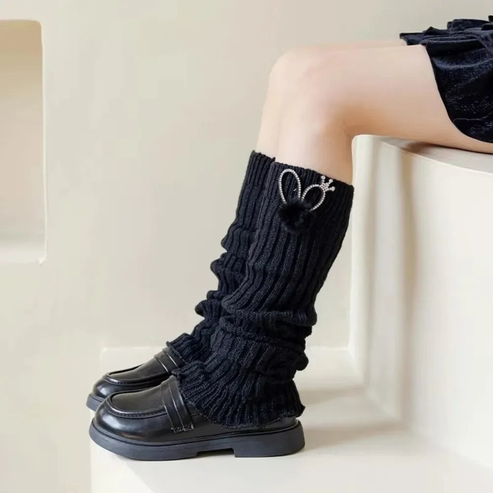 Calcetines tubo para niñas con orejas de conejo y volantes tejidos Y2K - imagen 3