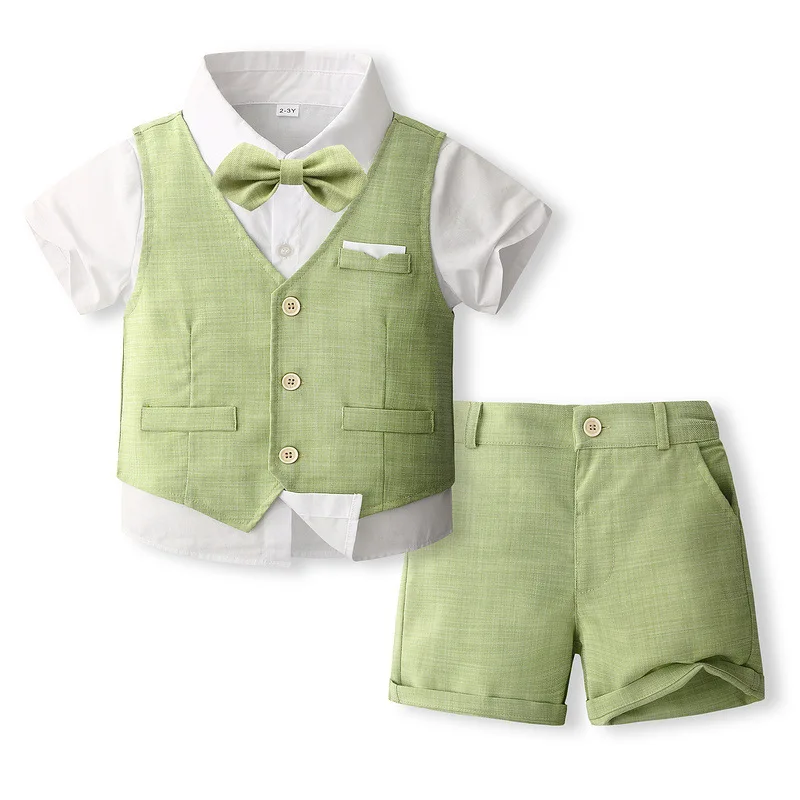 Conjunto de verano de niño pequeño con chaleco y corbata - imagen 3