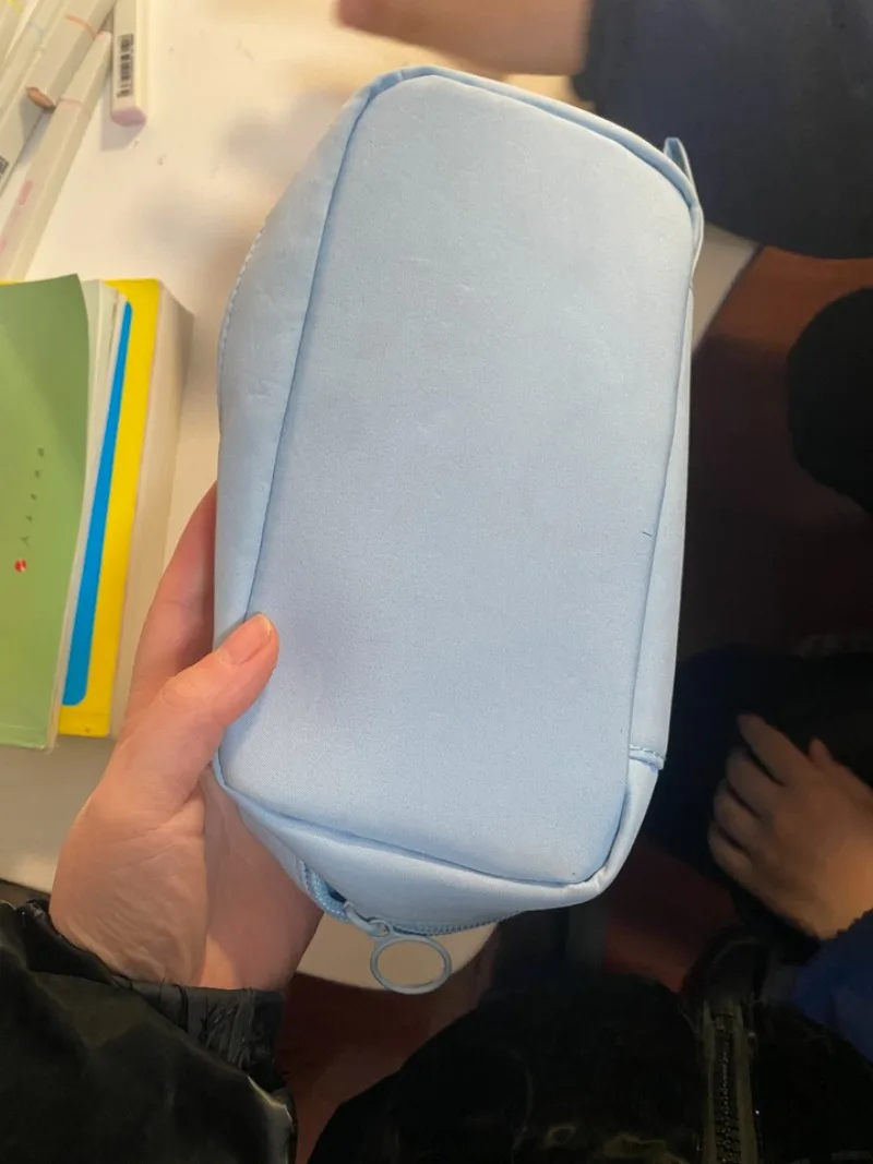 Bolsa de lápices de gran capacidad, estuche de lápices para escuela secundaria de papelería para niños, bolsa de papelería de Color sólido Simple para volver a la escuela - imagen 2