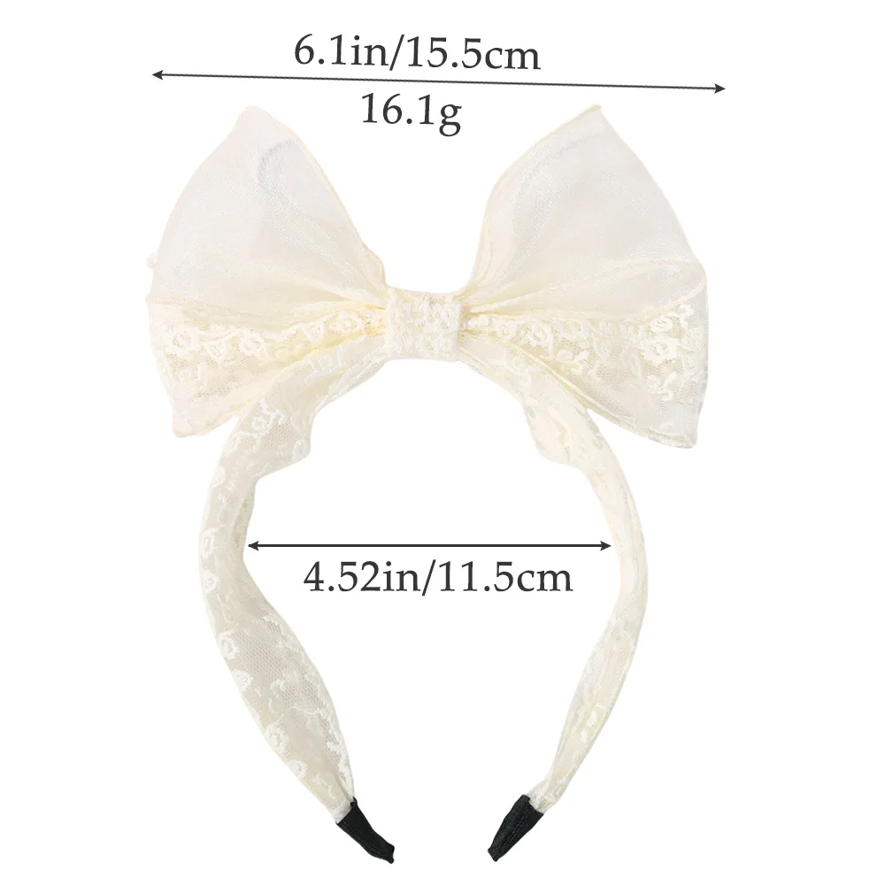 1 diademas de encaje color crema para niñas, diademas con lazo grande, nuevas bandas para el cabello de lujo, accesorios para el cabello de moda para cumpleaños para niños - imagen 3