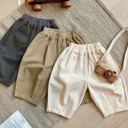 Pantalones de algodón vintage para niños con cintura elástica