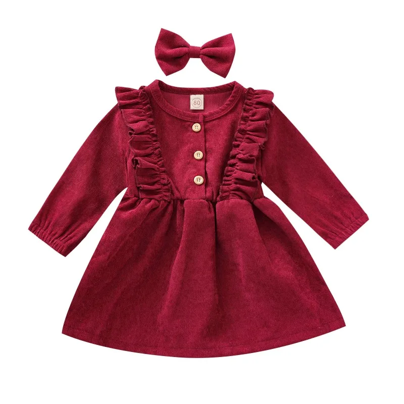 Nuevo vestido de otoño para niñas: lindo vestido de princesa de manga larga de pana, vestido de chaleco elegante para niños, cómodo y versátil. - imagen 4