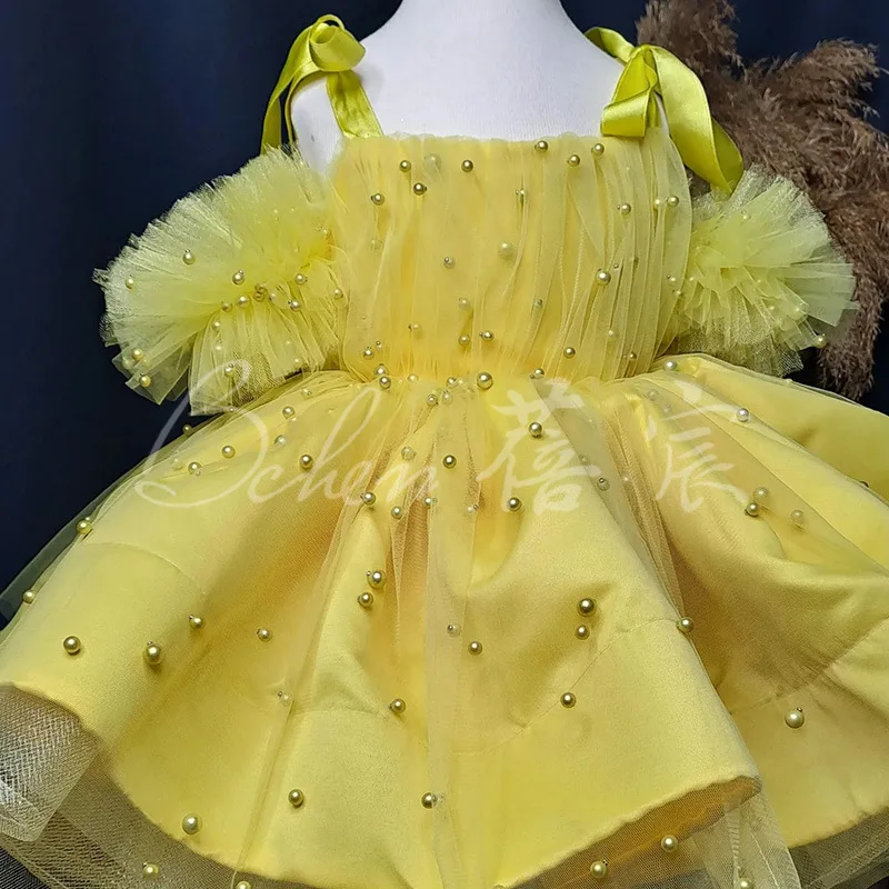 Vestido de cumpleaños para niñas pequeñas, vestidos de tutú con volantes de tul con corazón brillante, sesión de fotos para fiesta de té, 4-10T - imagen 3