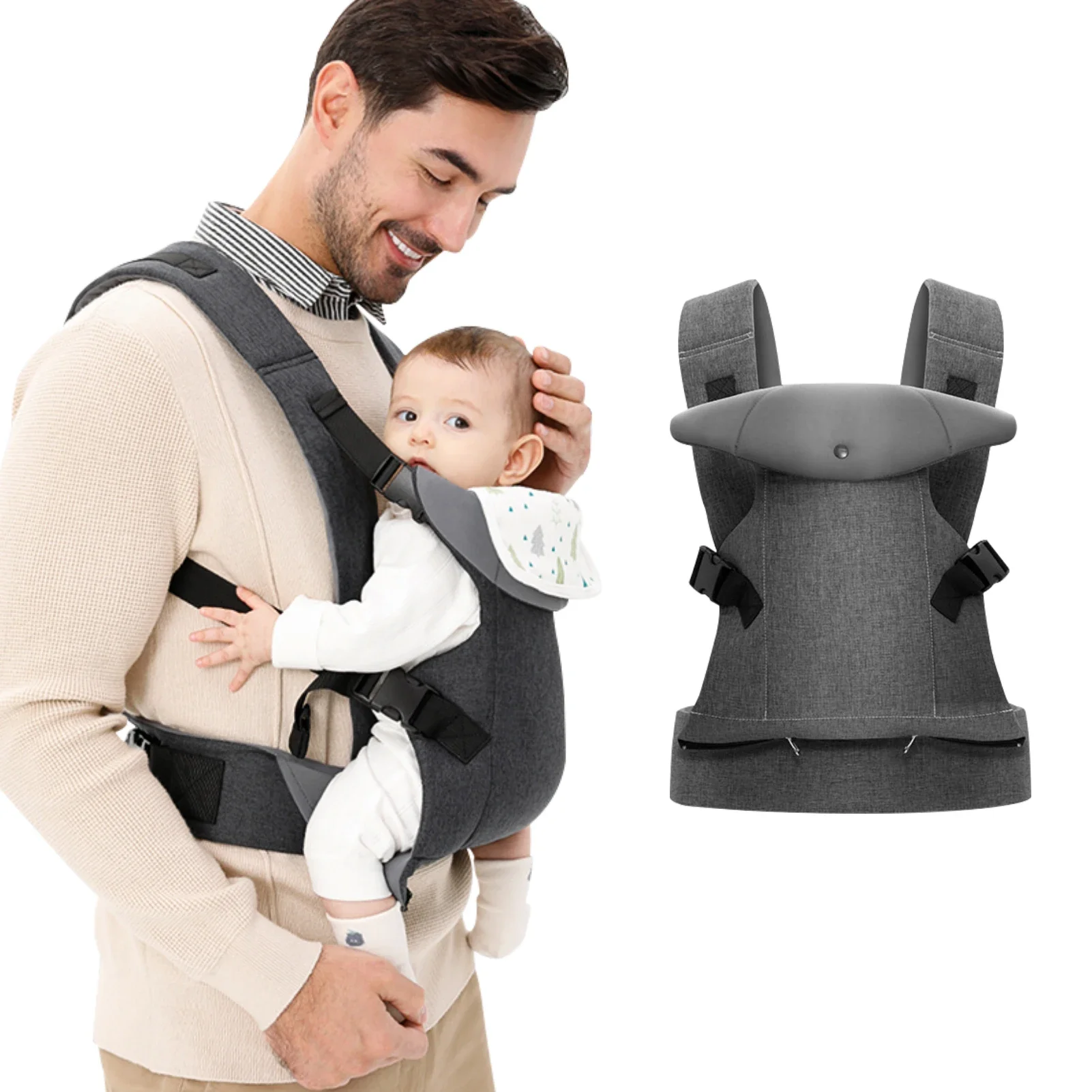 Portabebés para recién nacidos y niños pequeños de 7 a 45 libras, portabebés plegables para todas las estaciones, parte delantera y trasera con soporte Lumbar para asiento de cadera