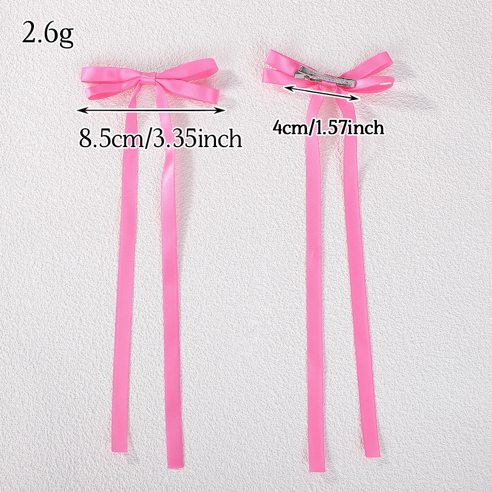 2 unids/set de pinzas para el cabello con lazo de cinta larga, tocados para mujeres y niñas, Clip superior con lazo blanco y negro, accesorios para el cabello con horquilla para niños y mujeres - imagen 3