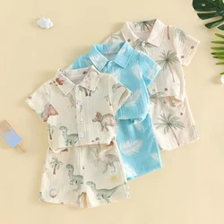 Conjunto bebé camisa manga corta y pantalón estampado dinosaurio