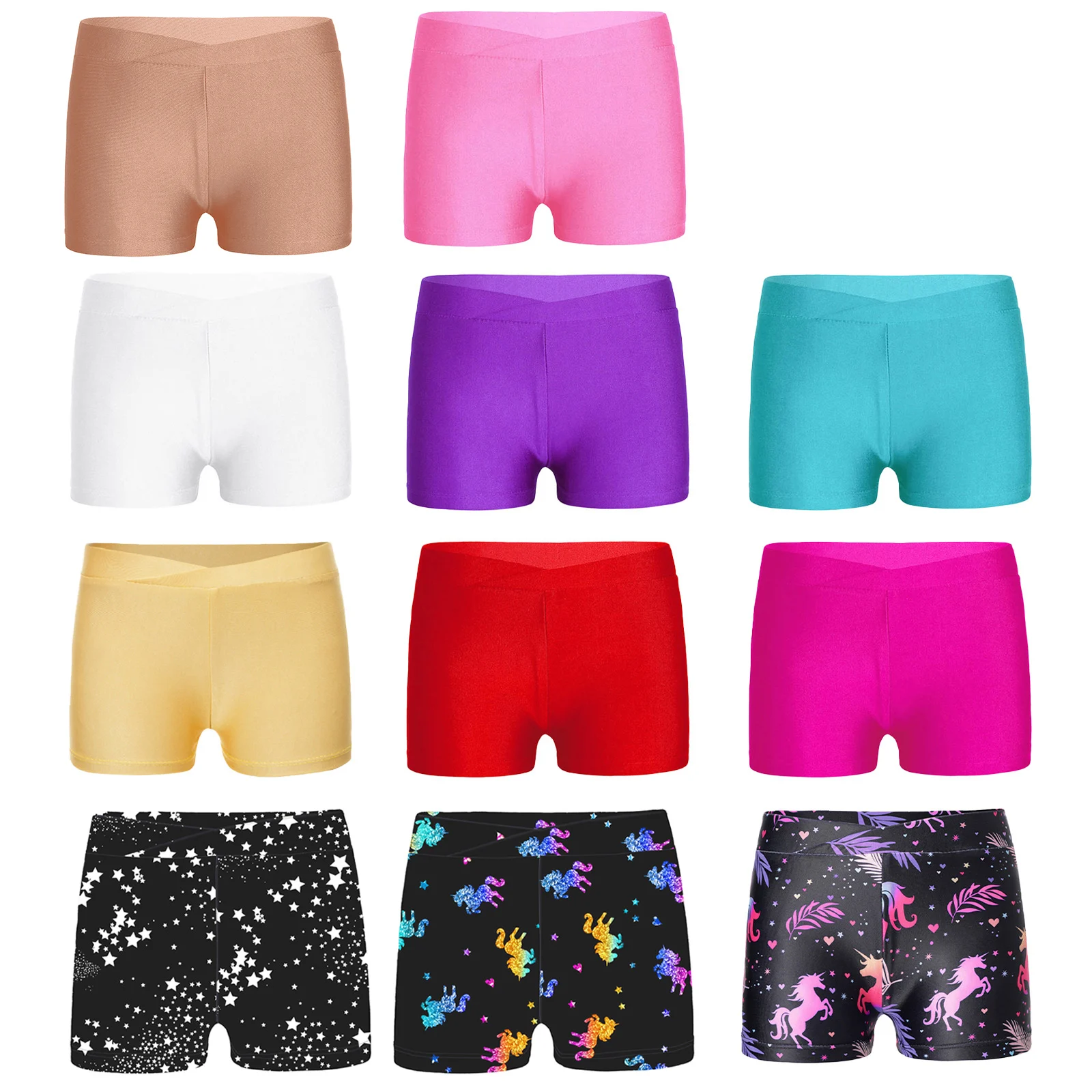 Calzoncillos tipo bóxer para niñas, pantalones cortos elásticos con cintura frontal en V para danza lírica, deportes, entrenamiento gimnástico - imagen 2