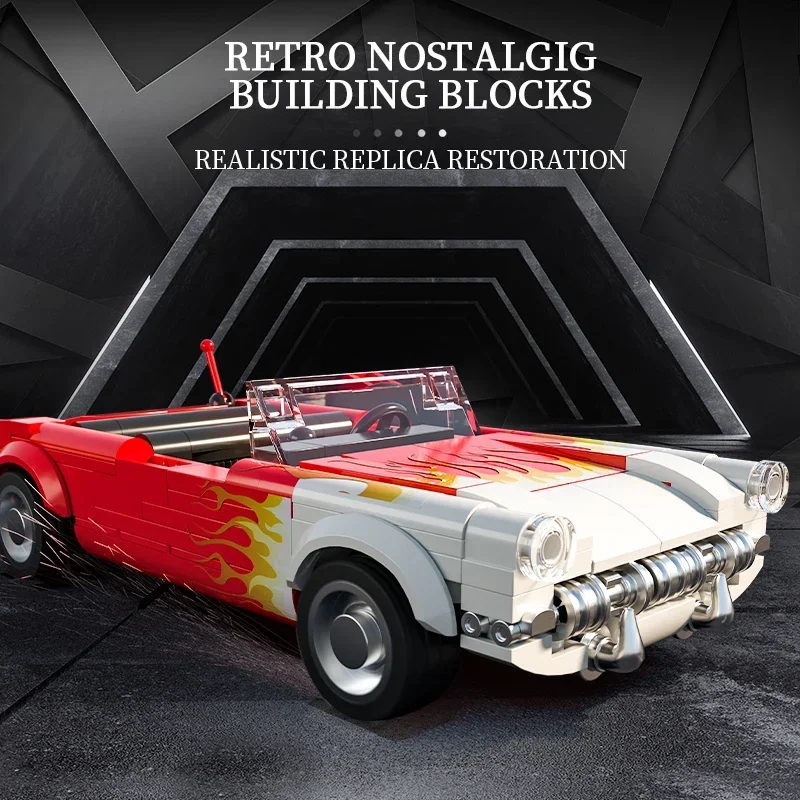Bloques de construcción de automóviles convertibles Retro C1, 249 Uds., modelos de coches clásicos con llamas, vehículos, ladrillos, Idea, pantalla de escritorio, juguetes DIY para niños, regalos - imagen 3