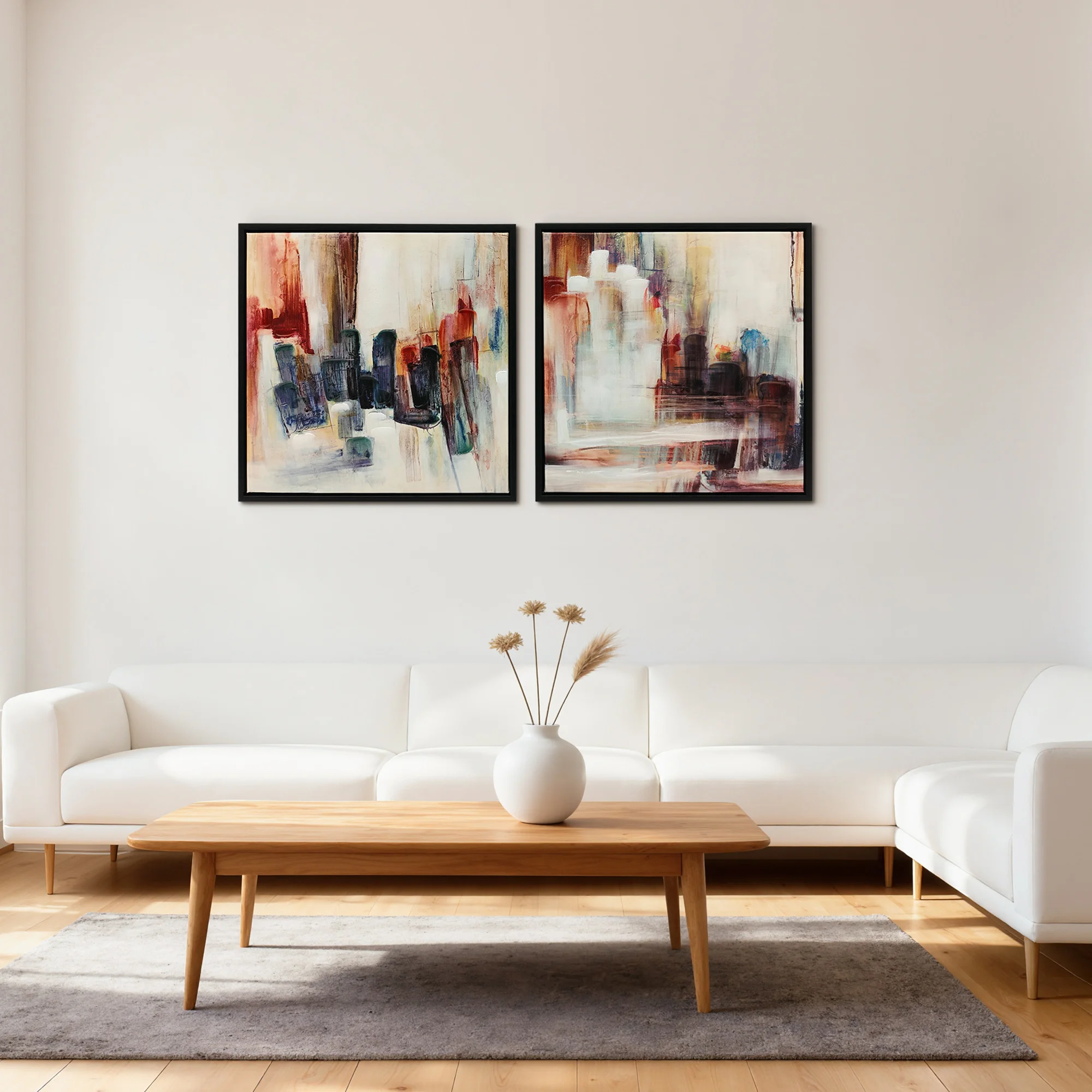 HOMCOM Cuadros en Lienzo Abstractos a Mano, 40x40 cm, 2 Piezas, Cuadros de Arte de Pared Enmarcados, Textura Rica, Decoración Moderna para Dormitorio, Salón, Cocina, Multicolor - imagen 2