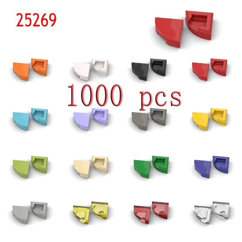 1000 Uds. Azulejos planos MOC 25269 azulejo redondo 1x1 cuartos DIY bloques de construcción iluminados compatibles con partículas de ensamblaje