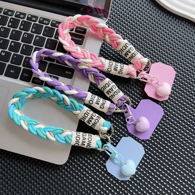Cordón trenzado Universal para teléfono móvil, cadena colgante de nailon portátil, anillo, correa para la muñeca, llavero de cuerda desmontable para teléfono móvil
