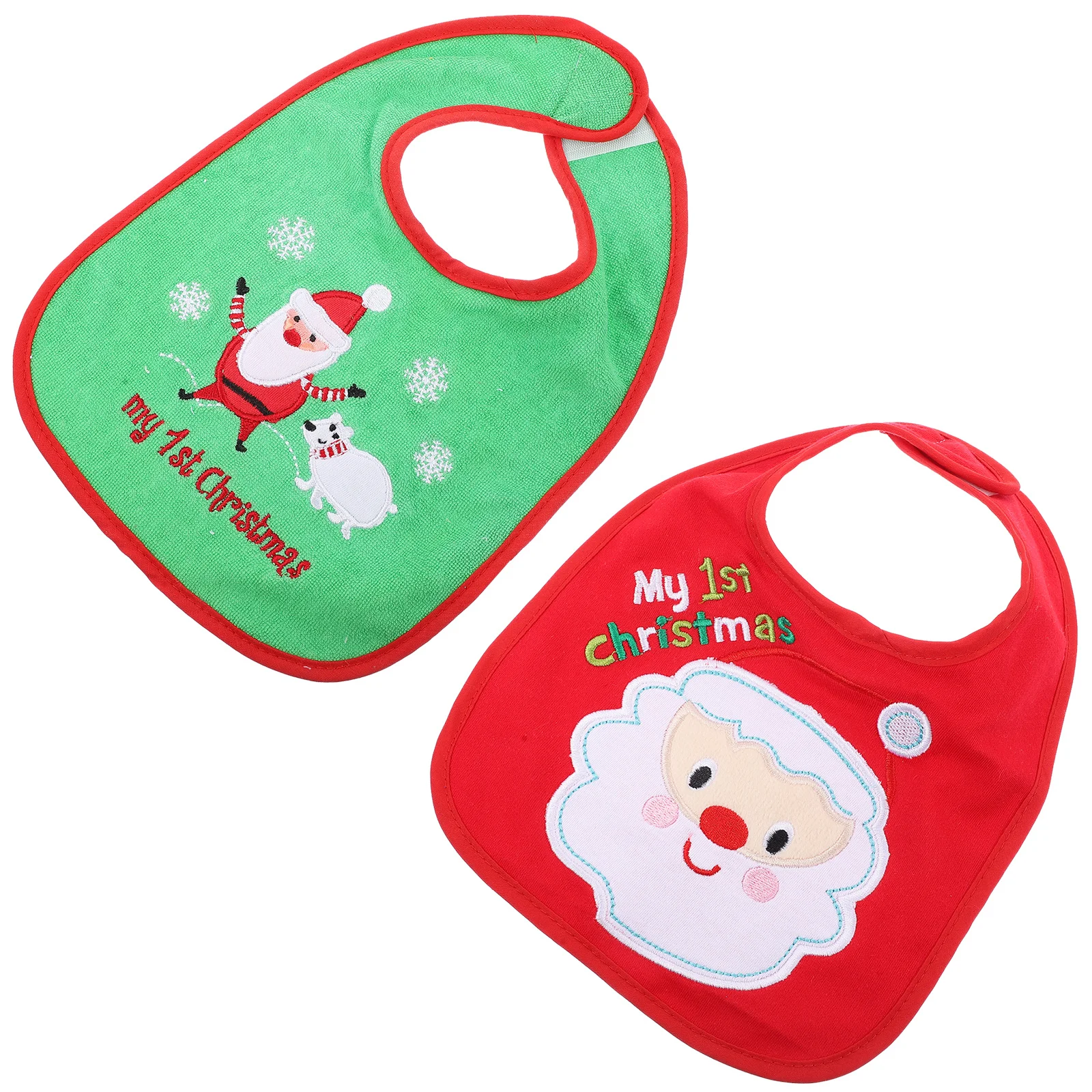 Babero para bebé con patrón navideño, delantal de alimentación a prueba de baba para recién nacido, toalla ligera para Saliva, fácil de limpiar, 2 uds. - imagen 2