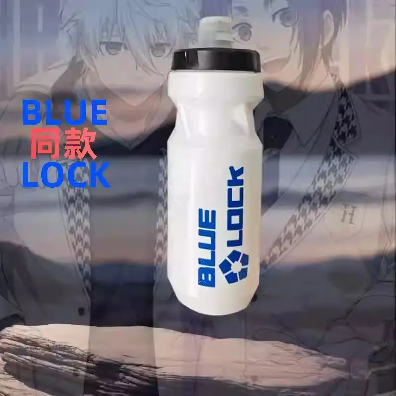 Taza de agua de Anime con cerradura azul de 500ML, botella de agua deportiva de gran capacidad, taza de plástico a prueba de fugas para beber al aire libre, portátil, para viajes, nuevo - imagen 3
